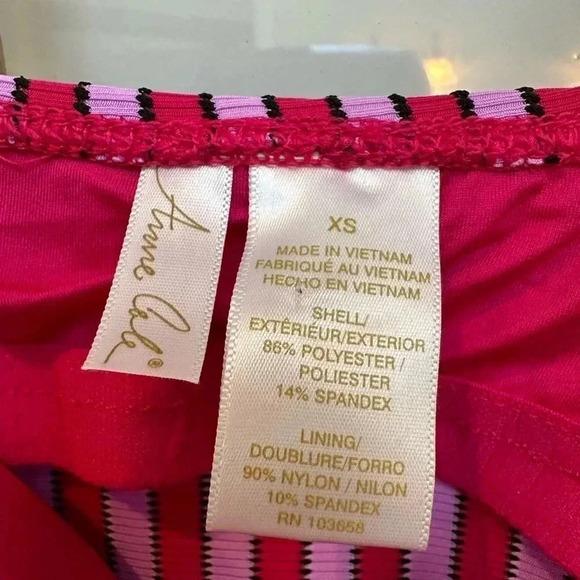 Anne Cole | Dark Pink & Lavender Stripe Tankini Swimsuit Top Size XS NWT Beach - Picture 8 of 10